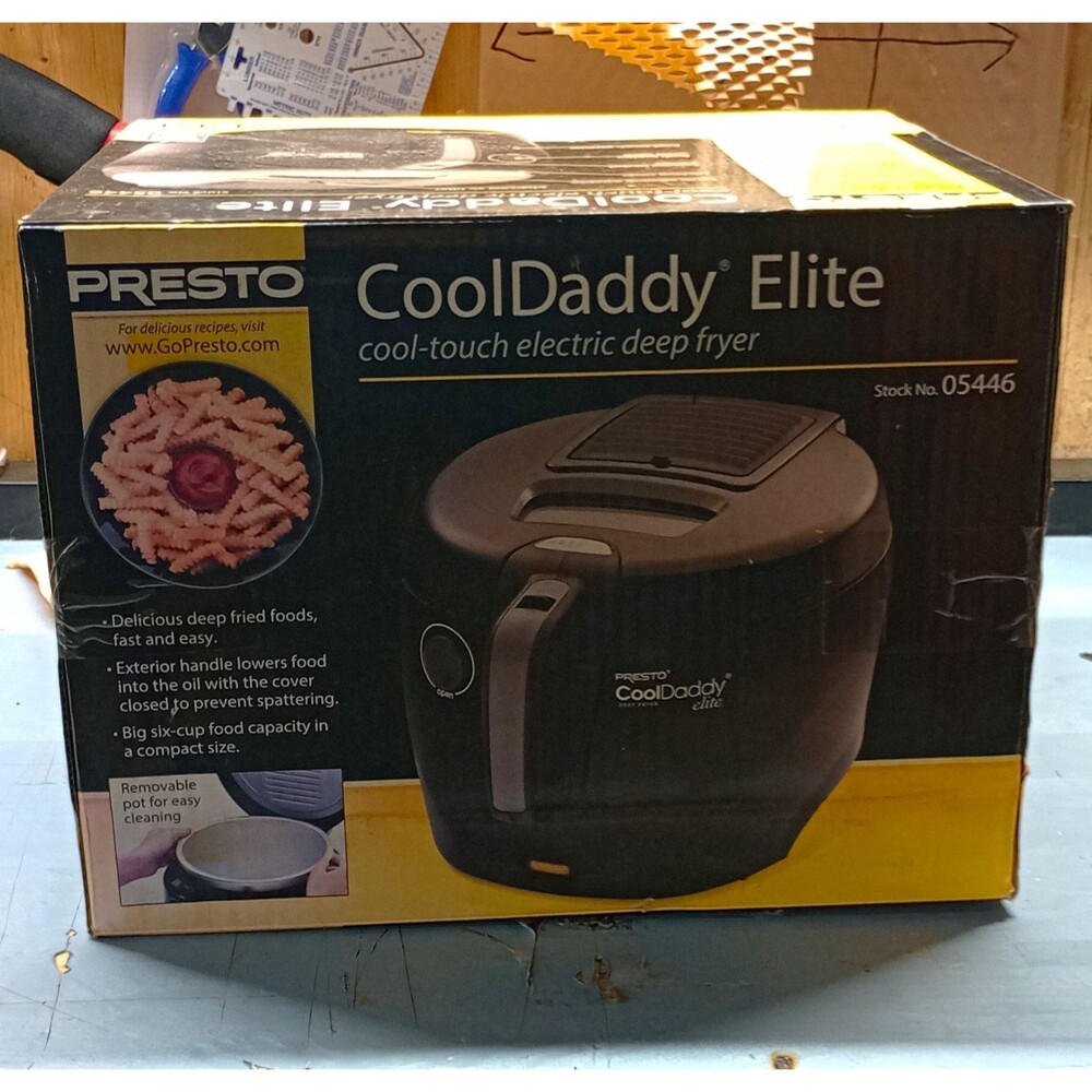 Presto CoolDaddy Elite Cool-Touch Deep Fryer 1500W 6 Cup Black/Silver 05446